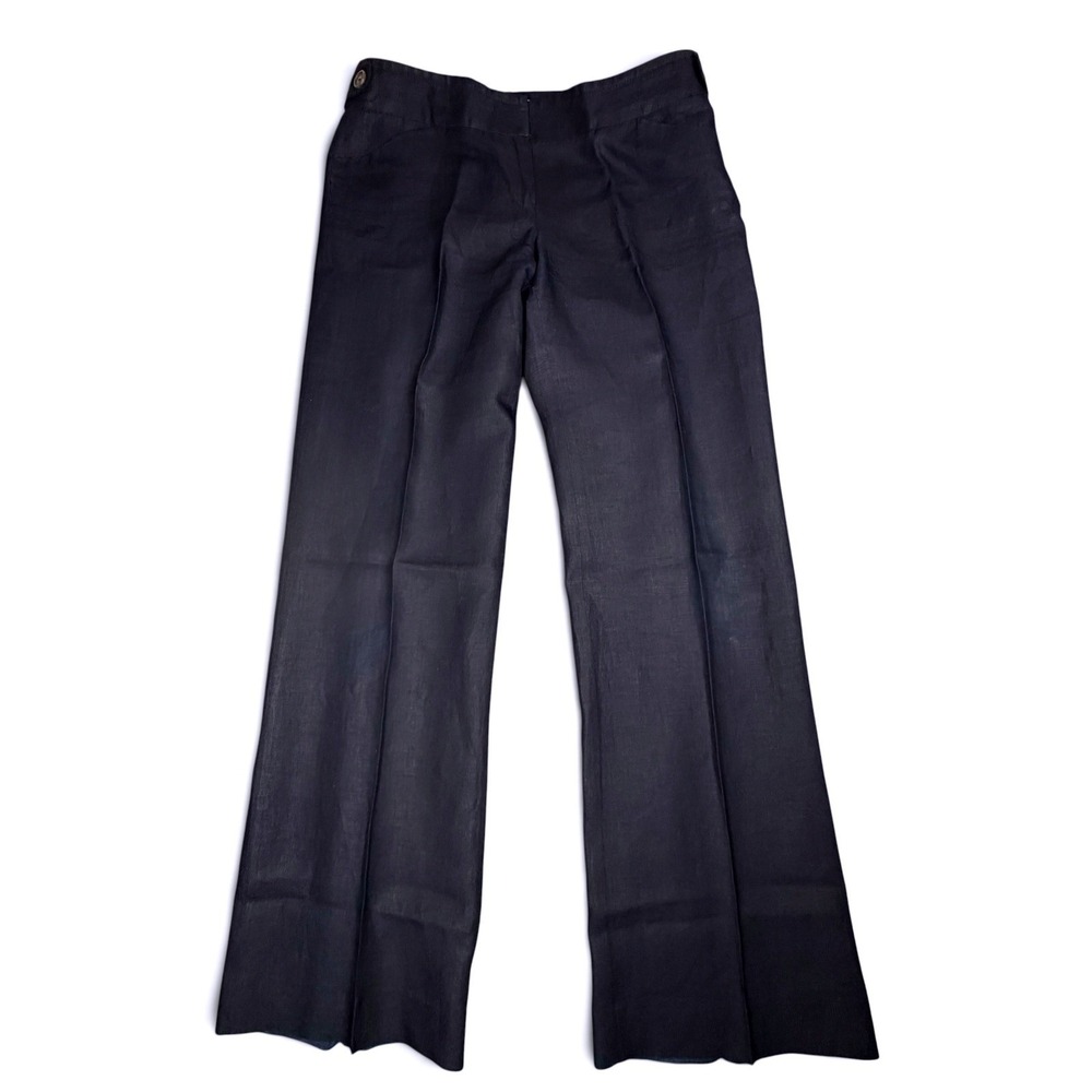 J.Crew Baird McNutt Irish Linen Favorite Fit Wide Leg Pants Navy Blue 12T